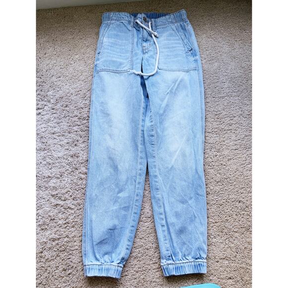 American Eagle Tomgirl Denim Jogger Jean Pants Size 0 Light Wash Pockets Normore - Picture 4 of 7